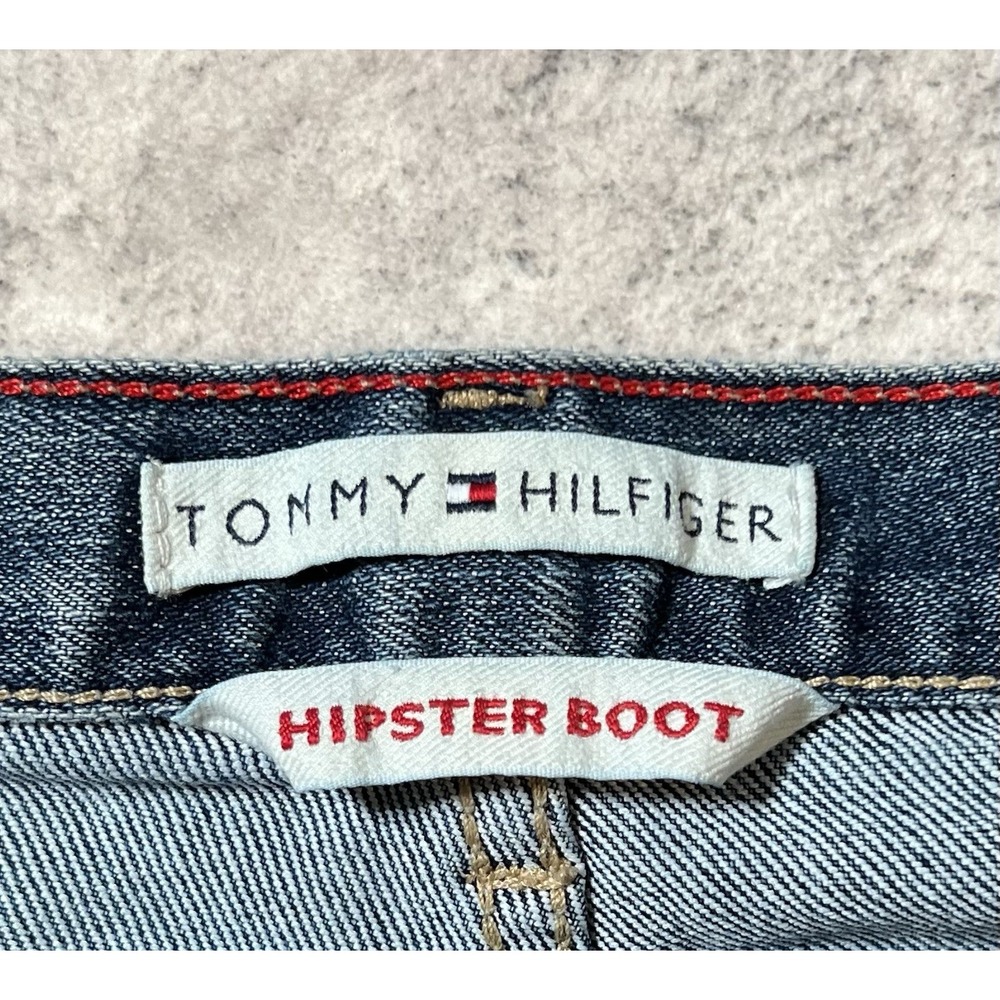 Y2K Tommy Hilfiger Hipster Bootcut Jeans Womens 34x32 Blue Denim Hip Hop Grunge - Picture 10 of 16